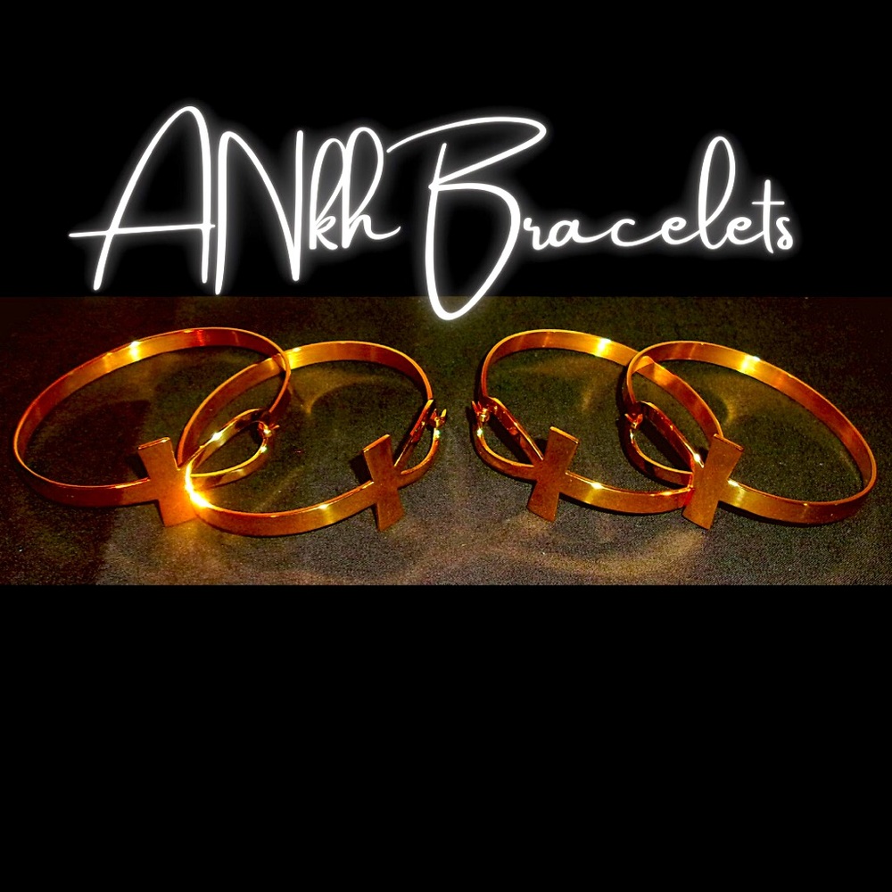 Golden Ankh Wrap Around Egyptian Clasp Bracelets